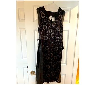 Gabby Isabella Black Lace and Leather Topper